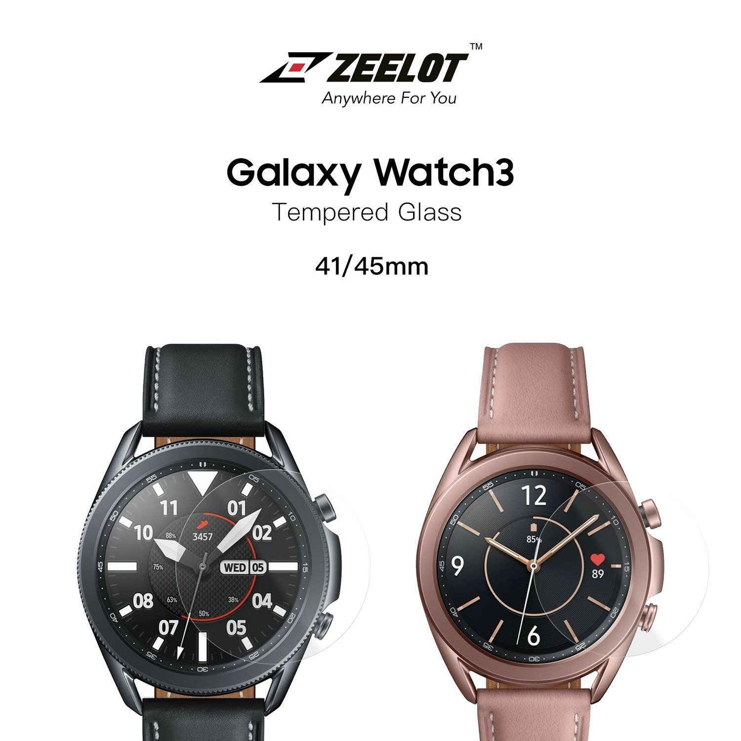 ZEELOT PureShield 2.5D Tempered Glass Screen Protector for Samsung Galaxy Watch 3 41mm (2Pcs), Clear Default ZEELOT 