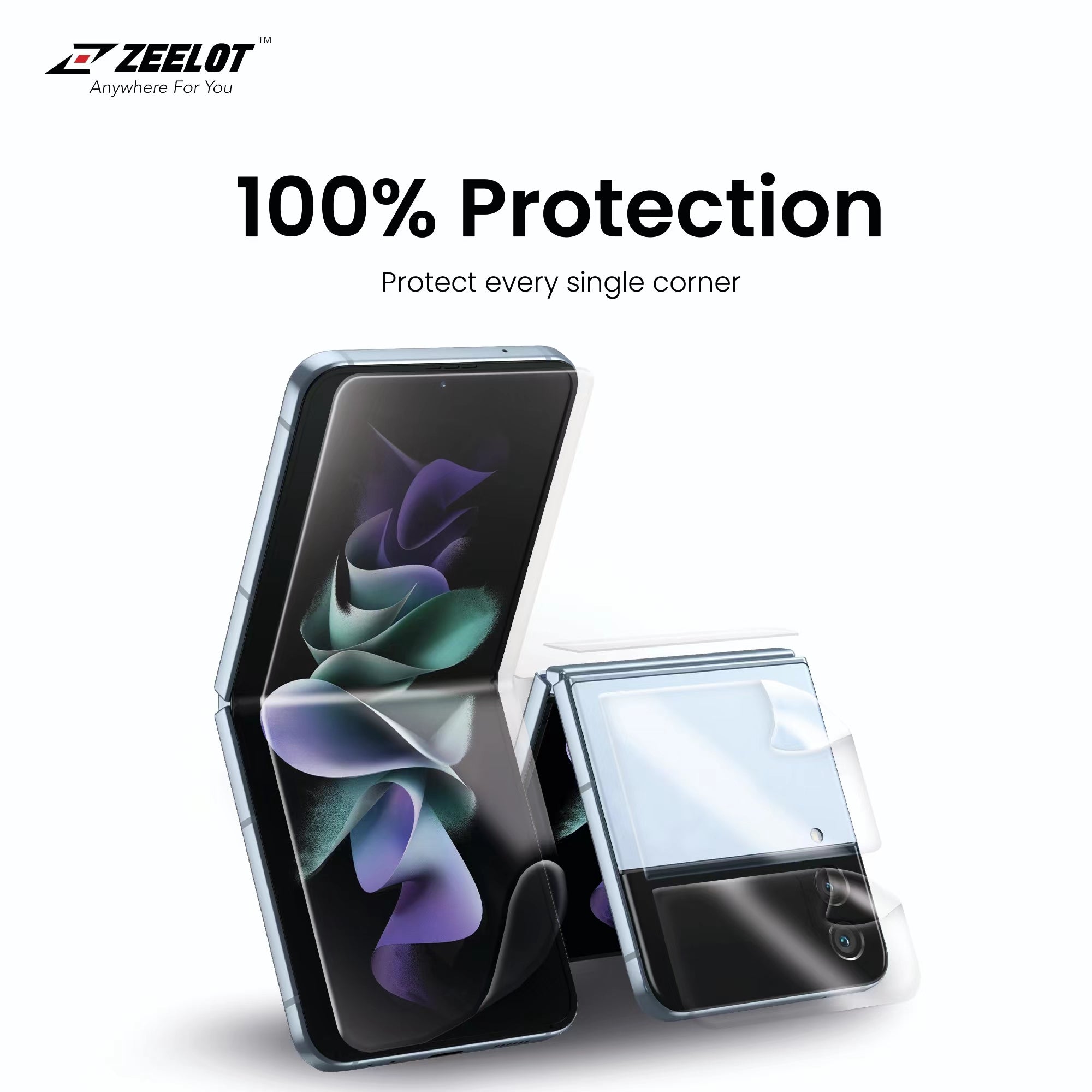 ZEELOT PureShield Nano Film Screen Protector for Samsung Galaxy Z Flip 4 (5-in-1) ONE2WORLD 