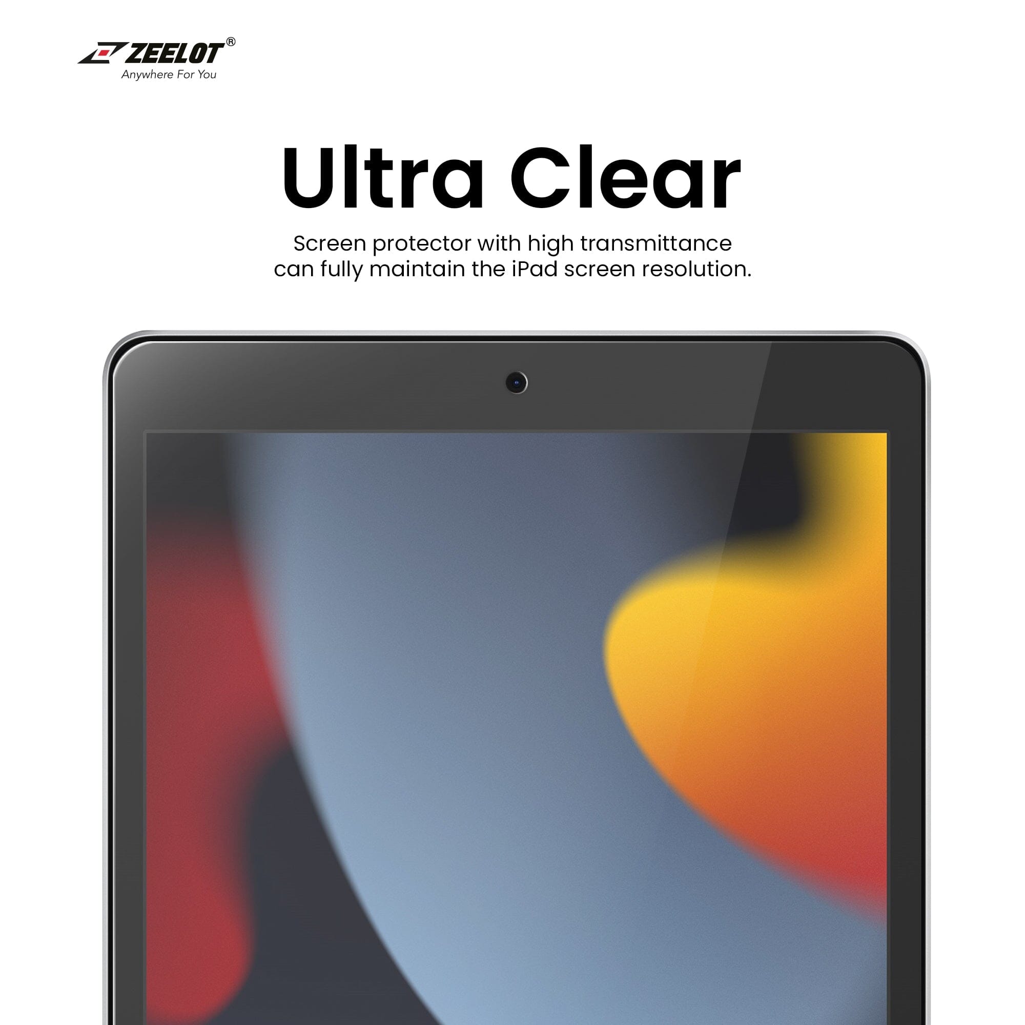 ZEELOT SOLIDSleek 2.5D Tempered Glass Screen Protector for iPad 10.2" (2021/2020/2019), Clear iPad Series ZEELOT 