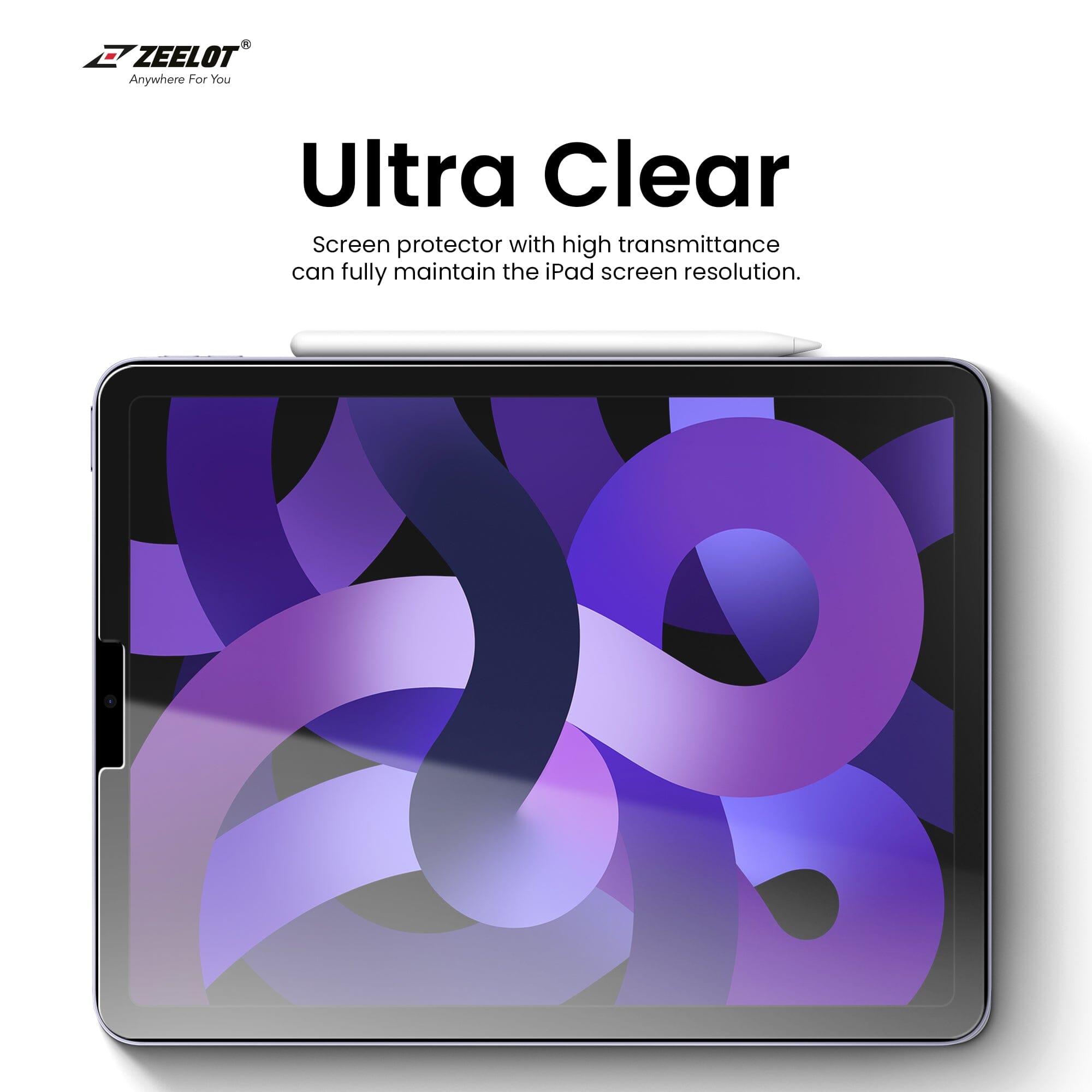 ZEELOT SolidSleek 2.5D Tempered Glass Screen Protector for iPad Pro 11"/iPad Air 10.9" (2022/2020/2018), Clear iPad Series ZEELOT 