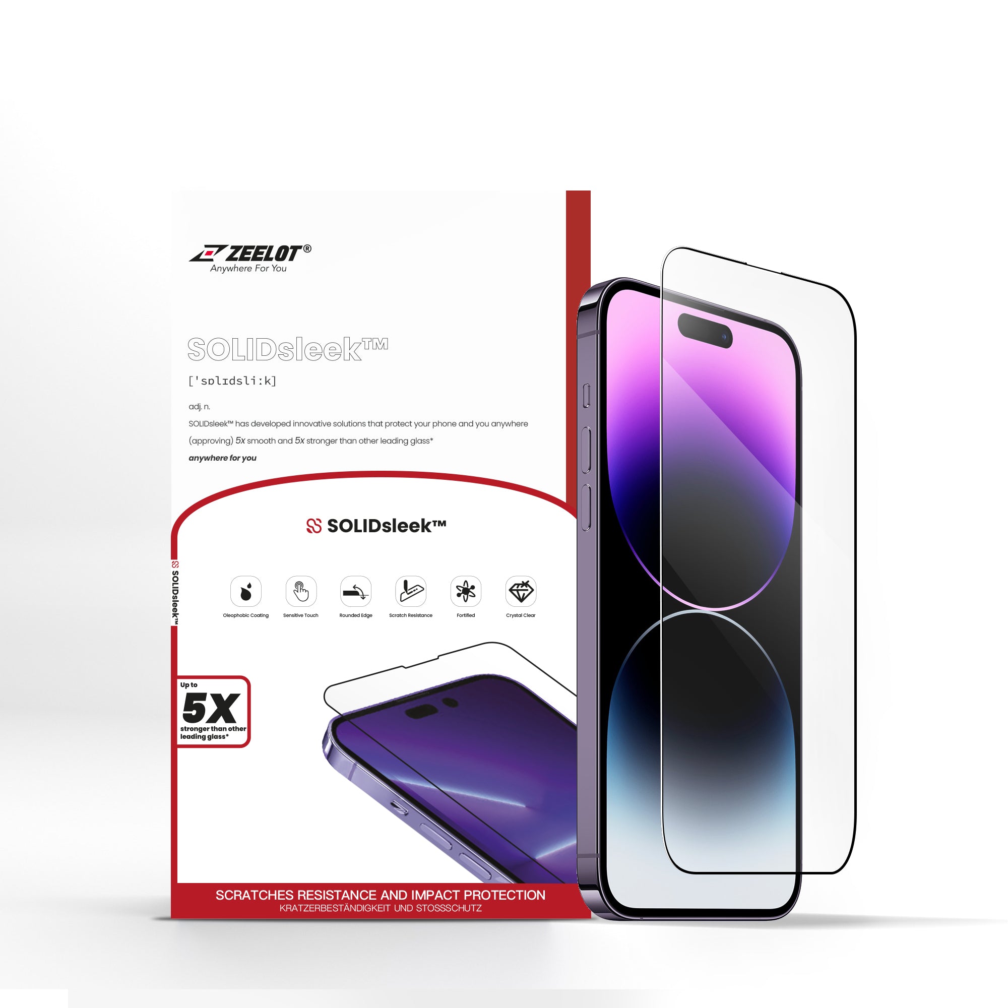 ZEELOT SOLIDsleek Tempered Glass for iPhone 14 Series Screen Protectors ZEELOT Retina Clear iPhone 14 Pro 6.1" 
