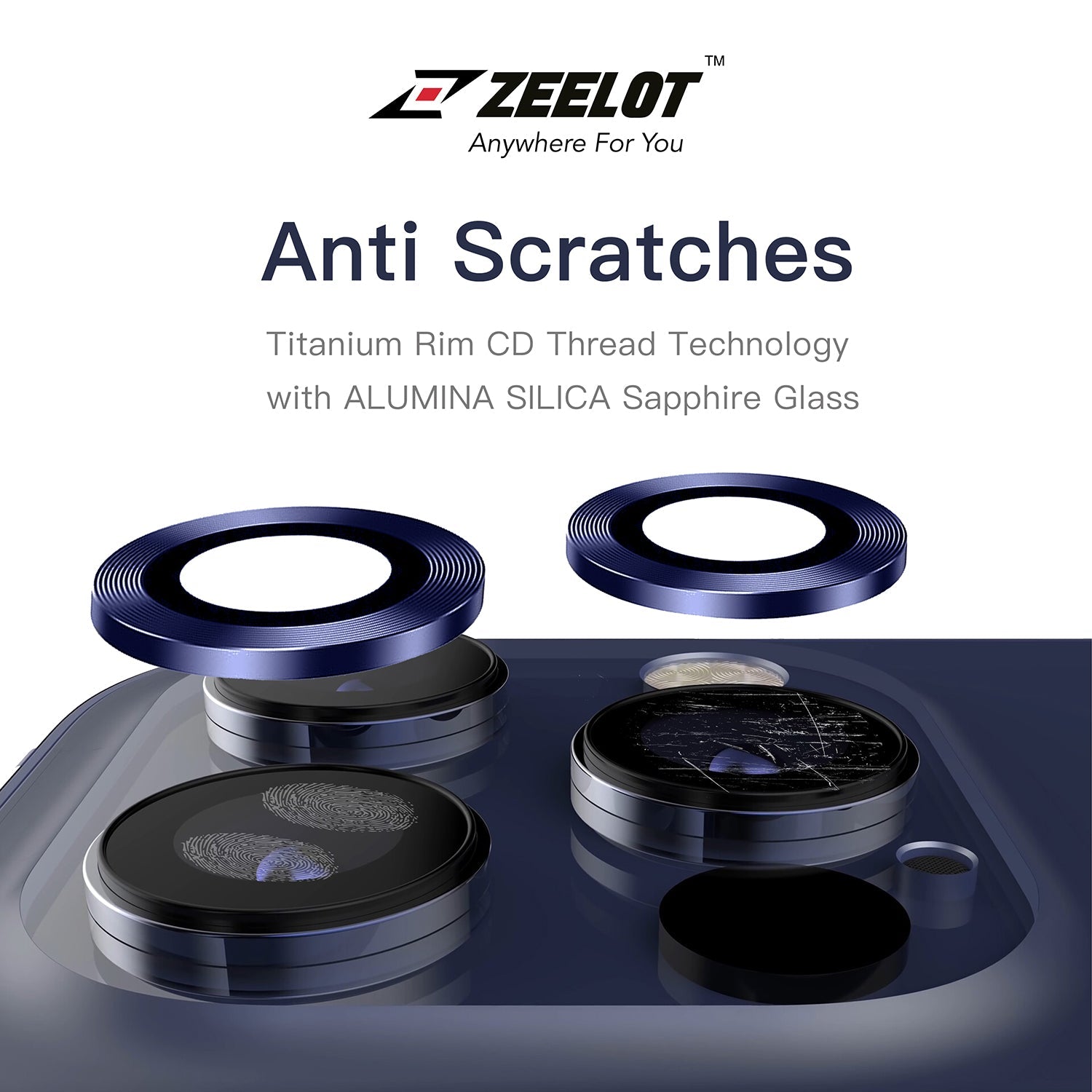 ZEELOT Titanium Steel Lens Protector for iPhone 11 Pro 5.8"/11 Pro Max 6.5", Navy Blue Default ZEELOT 