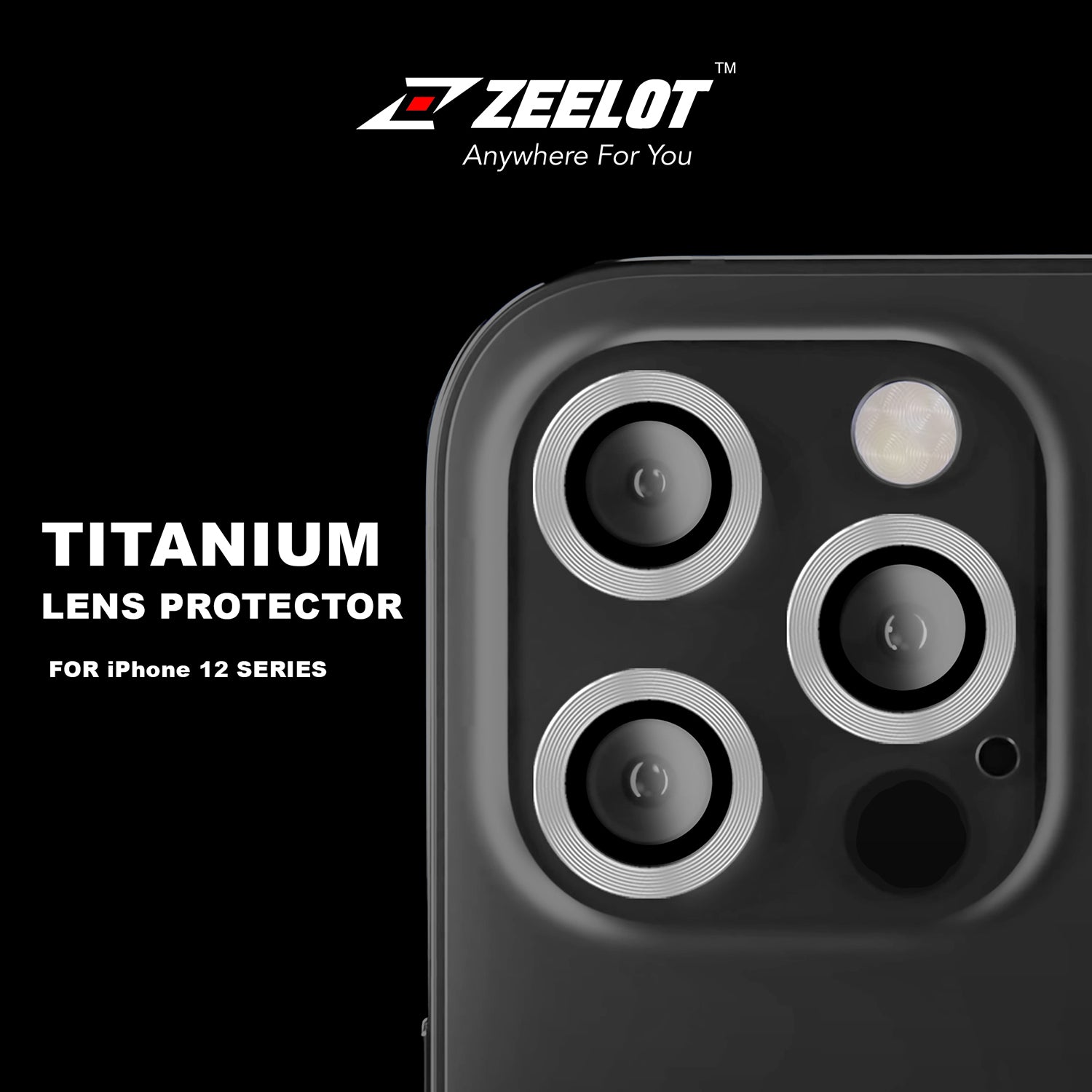 ZEELOT Titanium Steel Lens Protector for iPhone 12 Pro 6.1" (Three Cameras), Silver Default ZEELOT 