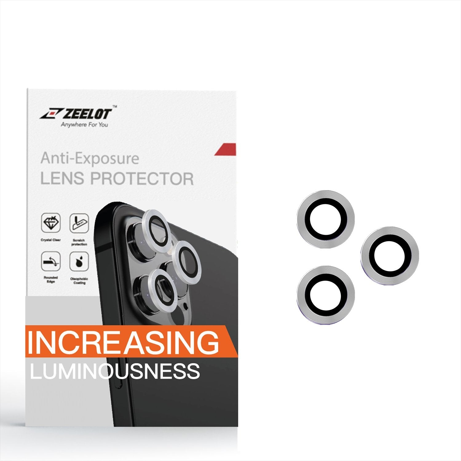 ZEELOT Titanium Steel with Lens Protector for iPhone 12 Pro 6.1" (Three Cameras), Silver Default ZEELOT 