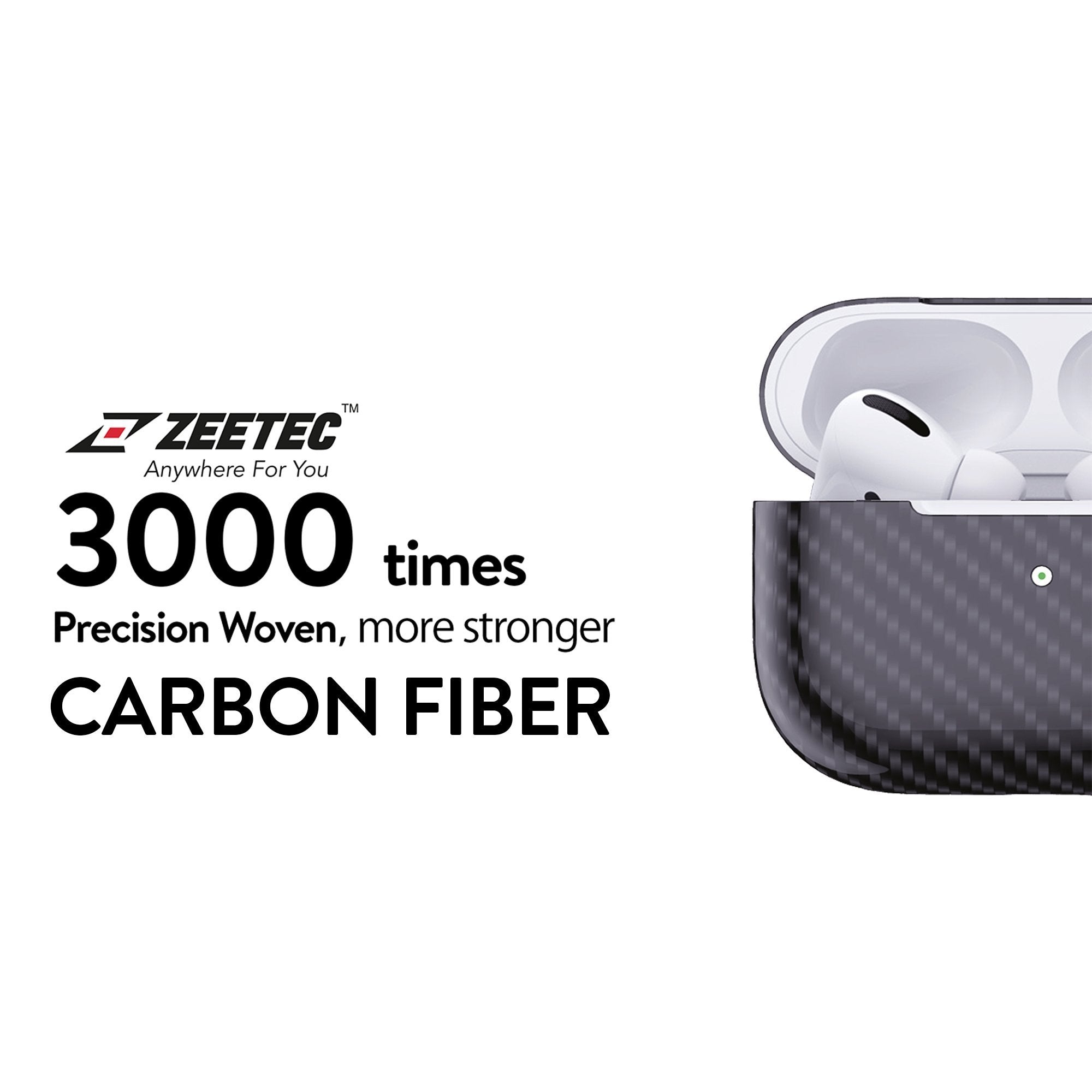 Zeetec Nitro Series Carbon Fiber Case for AirPods 1, Jet Black AirPods Case Zeetec 