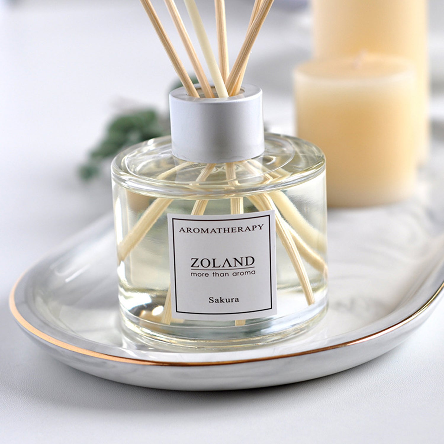 ZOLAND Reed Diffuser 125ML Premium Essential Oil Aromatherapy Round Bottle with Reed Stick and Sola Flower Reed Diffuser ZOLAND 