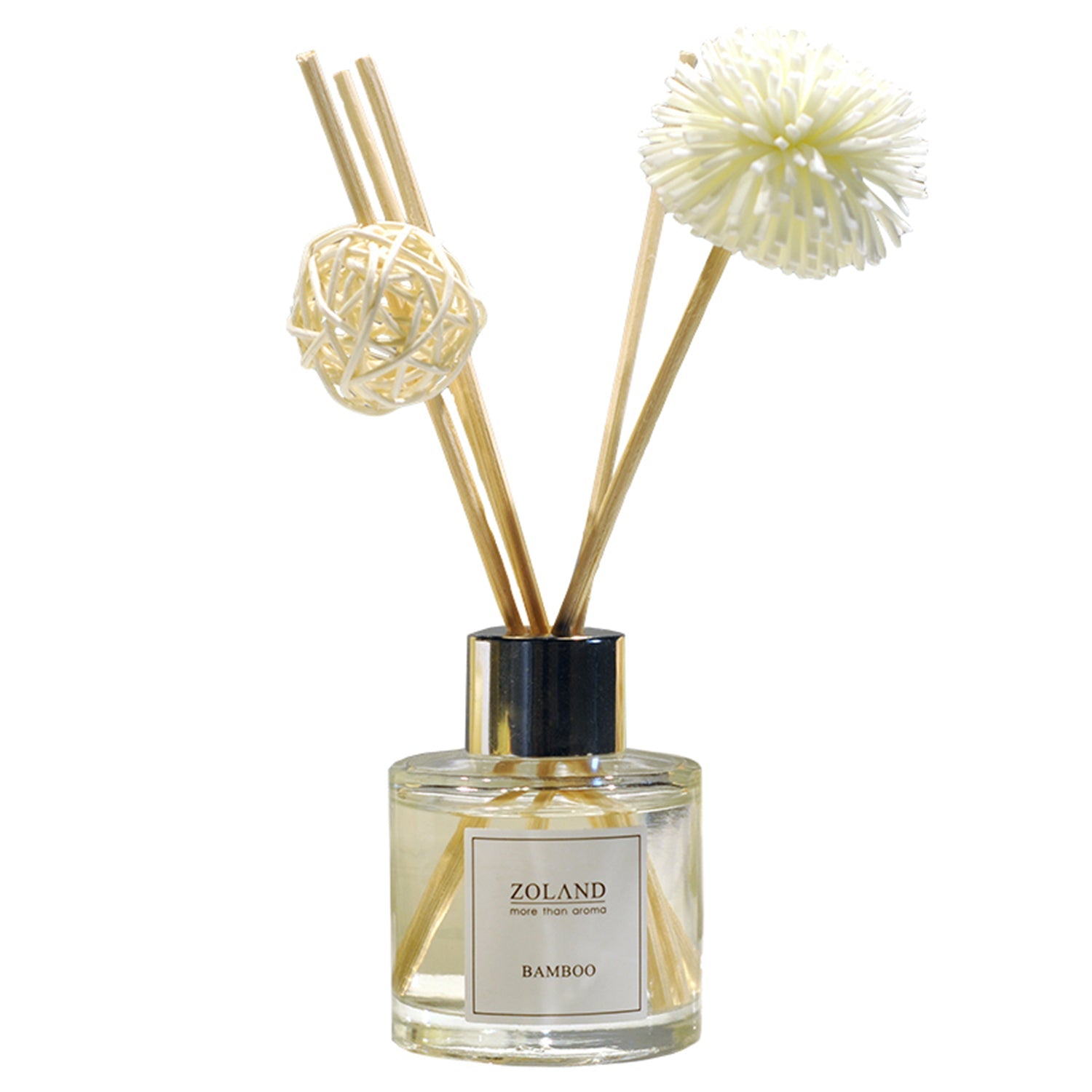 ZOLAND Reed Diffuser 50ML Premium Essential Oil Aromatherapy Round Bottle with Reed Stick, Sola Flower and Rattan Ball Reed Diffuser ZOLAND Fresh Breeze 